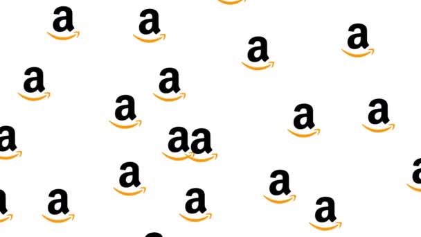 Amazon e-commerce gigantische pictogram animatie 4K op wit scherm en groen scherm voor sleutelen, vallen van boven - Video