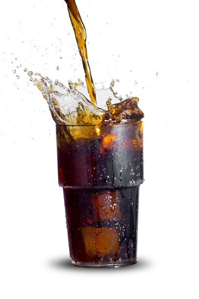 Cola splash from ice cubes - Zdjęcie, obraz