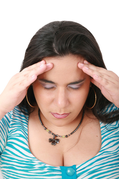 trpí bolestí - mladá žena s bolestí hlavy - Fotografie, Obrázek
