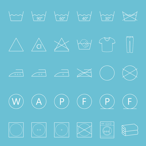 Roupas de lavar e passar roupas finas conjunto de ícones
 - Vetor, Imagem