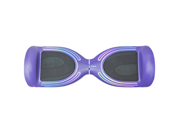Hoverboard isolated  color light strips purple on white background nobody frontal view - Foto, immagini
