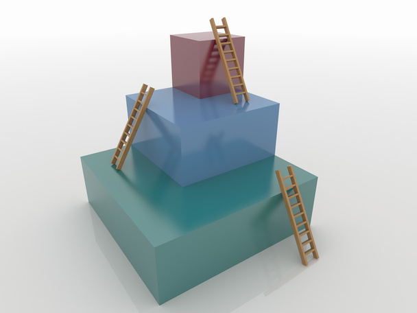 Три кубики зі сходами, мета 3D концепція
 - Фото, зображення