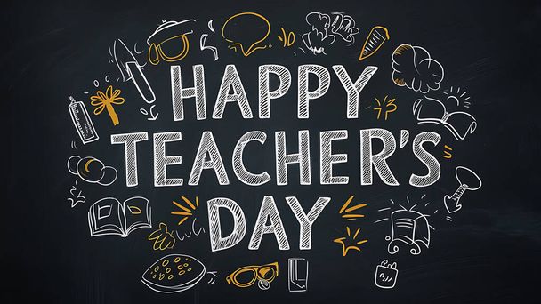 Šťastný den učitelů! Světový den učitelů blahopřání Pozadí Plakát Banner Světový den učitelů koncept. - Fotografie, Obrázek