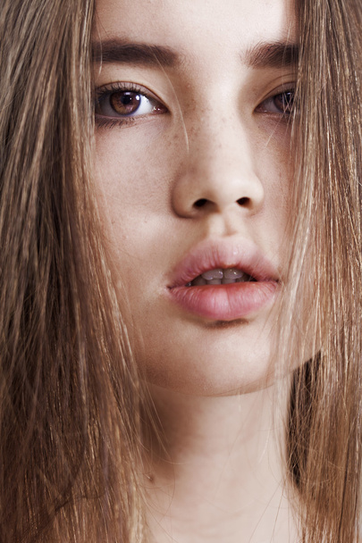 Gorgeous closeup girl portrait with freckles - Photo, image