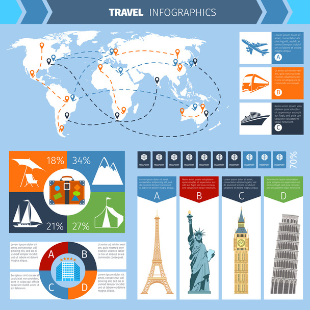 Juego de Infografía de Viaje
 - Vector, Imagen