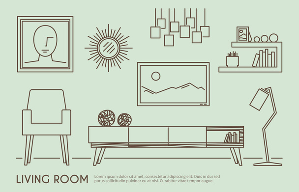 nábytek obývacího pokoje - Vektor, obrázek