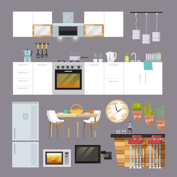 mobiliário de cozinha plana
 - Vetor, Imagem