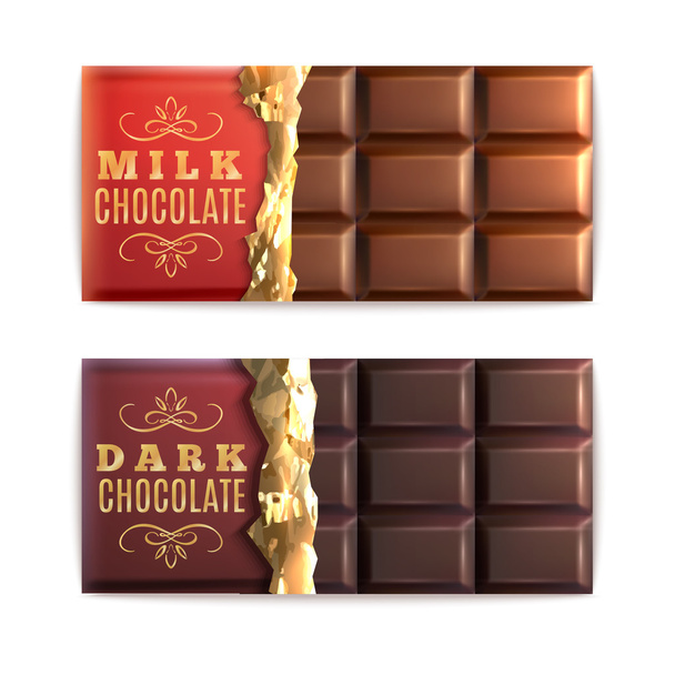 chocoladerepen set - Vector, afbeelding