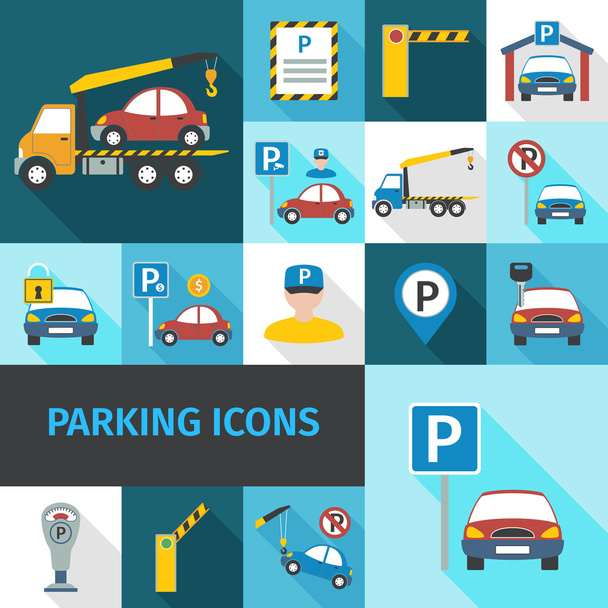 Parkování ikony plochý - Vektor, obrázek