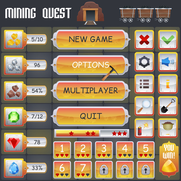 interface de jogo de mineração
 - Vetor, Imagem