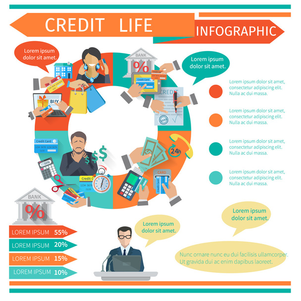 Kredit Leben Infografiken - Vektor, Bild
