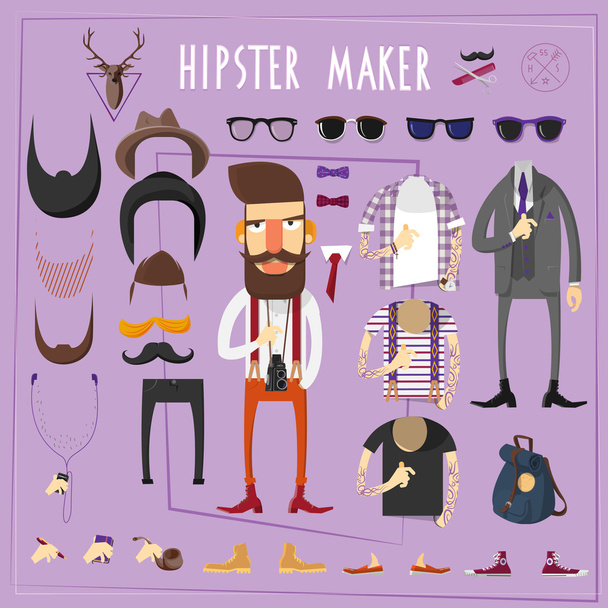 Hipster maître constructeur créatif ensemble
 - Vecteur, image