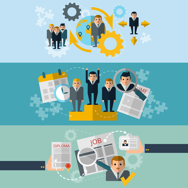 Human resources flat banners set - Vector, Image