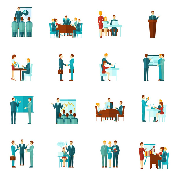Плоские иконки для бизнес-обучения
 - Вектор,изображение