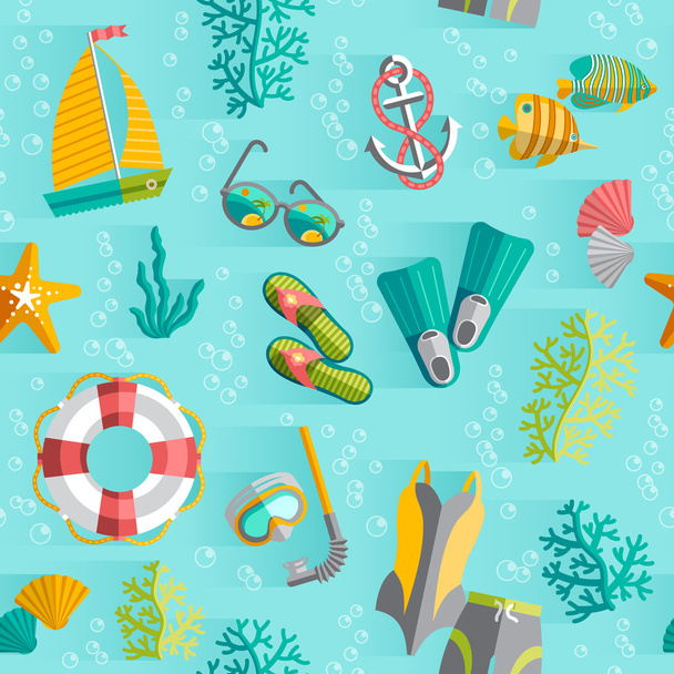 Summer tropical vacation seamless pattern - Vector, Image