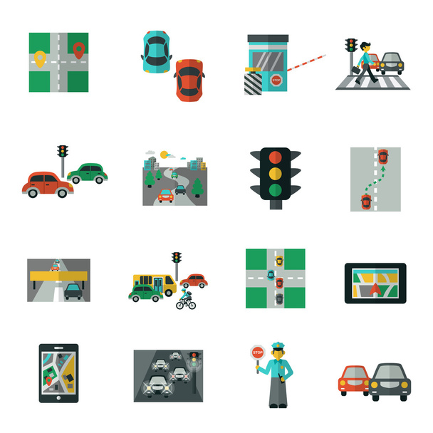 Traffic Icons Flat Set - Vector, Image