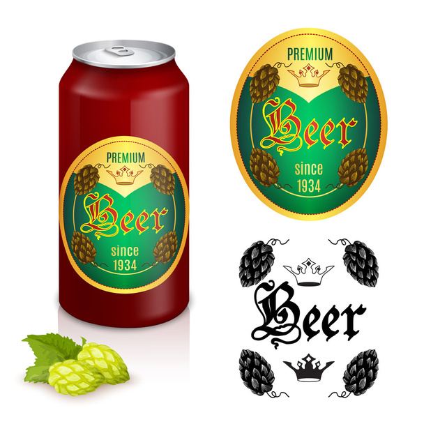 Diseño de etiqueta de cerveza premium
 - Vector, Imagen