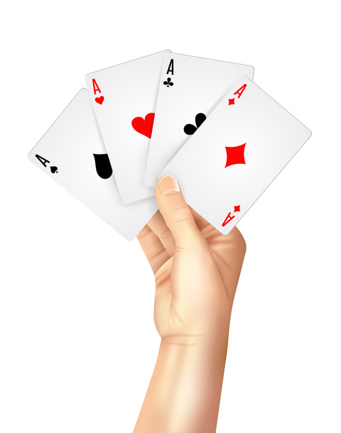 Cartas de juego regulares mano extendida
 - Vector, Imagen