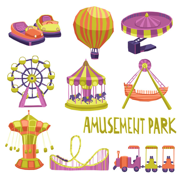 Amusement Park Icons Set - Vector, Image