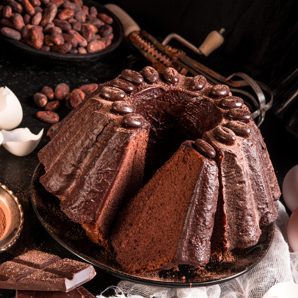 Chocolate cake close up - Фото, изображение