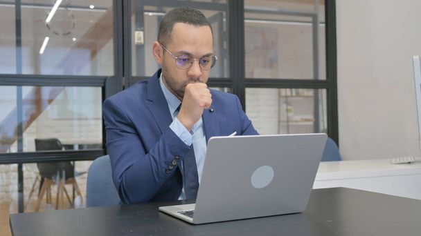 Man in Suit having Cough at Work - Photo, Image