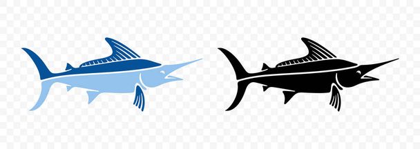Marlin o pez espada, naturaleza y vida silvestre, diseño gráfico. Peces y peces de mar, pesca, animales, diseño e ilustración de vectores - Vector, Imagen