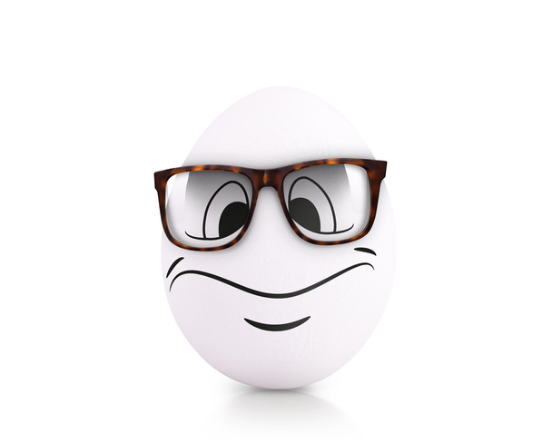 Concept white egg with emotions in clothes - Foto, Imagen