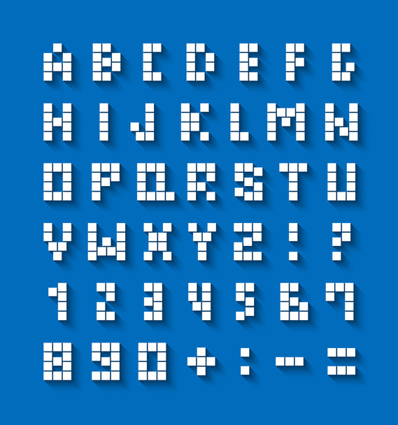 Flat pixel font with shadow effect. - Vector, imagen