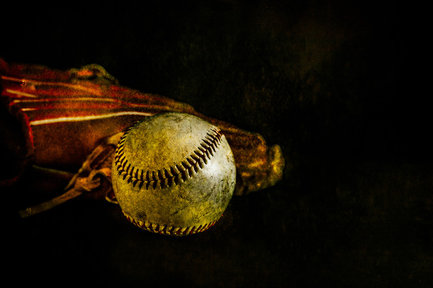 Honkbal en handschoen rustieke - Foto, afbeelding