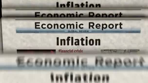 Az inflációs gazdasági válság árai növelik a vintage híreket és az újságnyomtatást. Absztrakt koncepció retro szalagcímek 3d. - Felvétel, videó