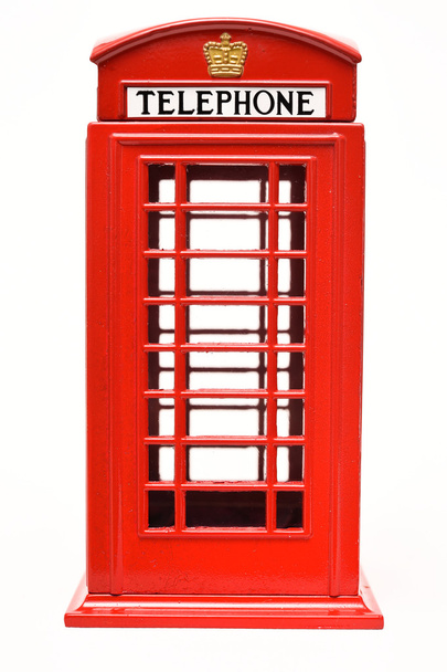 Red phone booth isolated on white background - Foto, afbeelding