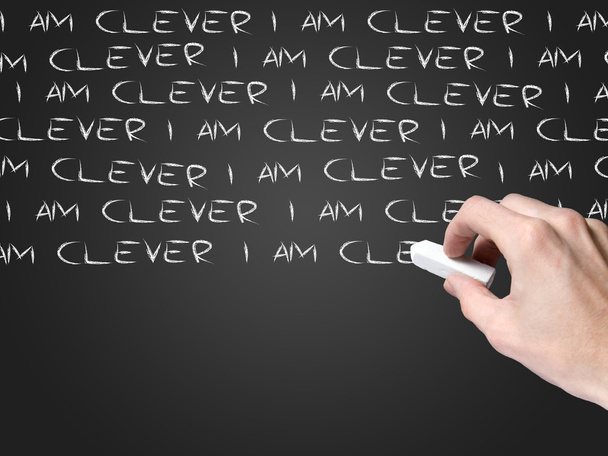 Hand written "i am clever" on blackboard - Photo, Image
