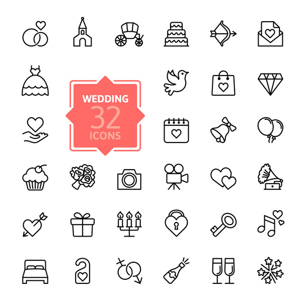 概要 web アイコンを設定する-結婚式 - ベクター画像