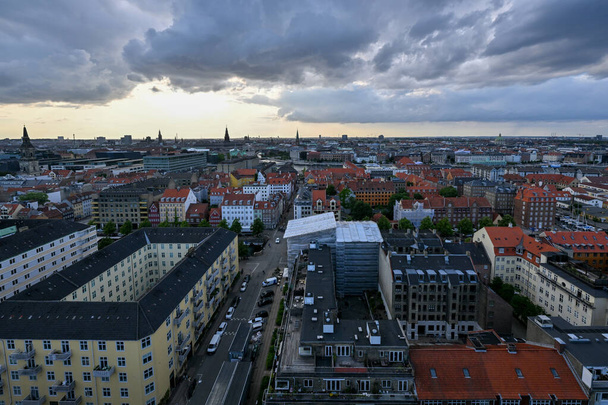 Panoramatický pohled na panorama Kodaně, Dánsko z kostela našeho Spasitele. - Fotografie, Obrázek