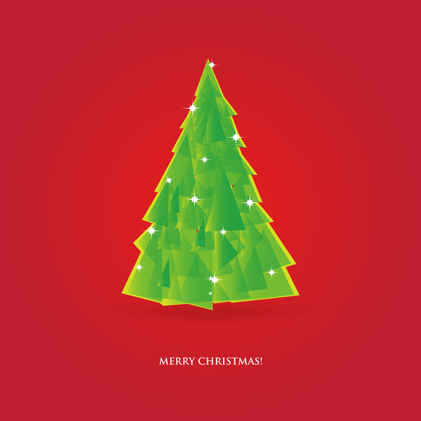 Beautiful holiday card with retro style christmas tree. - Φωτογραφία, εικόνα