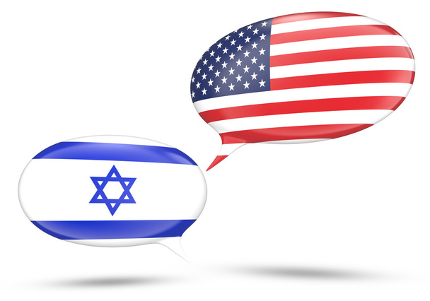 Ισραήλ - Ηνωμένες Πολιτείες σχέσεις έννοια με Συννεφάκια ομιλίας - Φωτογραφία, εικόνα