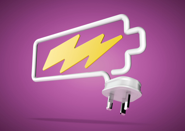 Cable de electricidad y enchufe hace que el logotipo de la batería con iluminación bo
 - Foto, imagen