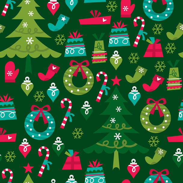 Szeszélyes Retro karácsonyi Seamless Pattern háttér - Vektor, kép