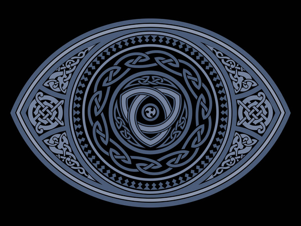 Scandinavian Viking design. Round Celtic design in Old Norse style, isolated on black, vector illustration - Vektor, Bild