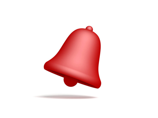 Rote Benachrichtigungsglocke isoliert auf weißem Hintergrund. 3D-Illustration - Foto, Bild