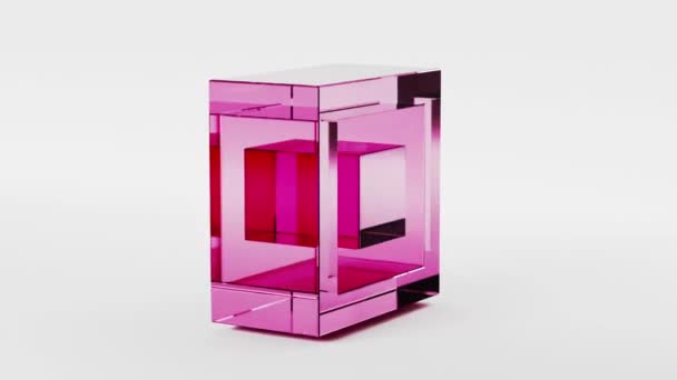 Скляні прозорі кубики і прямокутники 3d геометричної форми. Техно або бізнес циклічний анімаційний фон - Кадри, відео