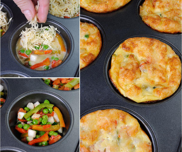 egg-cheese muffins with vegetables - Photo, Image