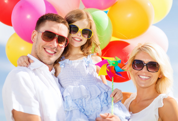 family with colorful balloons - Foto, Imagen