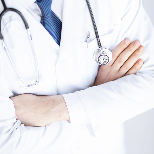 doctor with stethoscope in white uniform - Zdjęcie, obraz