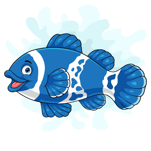 Desenhos animados peixe palhaço azul no fundo branco - Vetor, Imagem