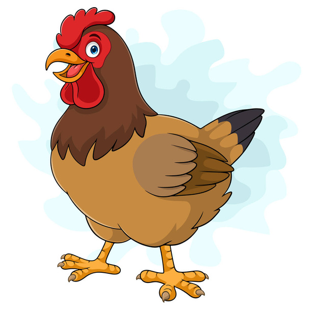 Cartone animato gallina marrone isolato su sfondo bianco - Vettoriali, immagini