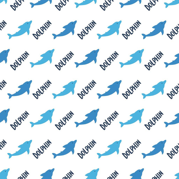 Sea Grace Blue Dolphin Delight Vector Pattern can be use for background and apparel design - Vector, Image