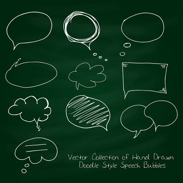 Vector Collection of Hand Drawn Doodle Style Speech Bubbles on chalkboard - Vektör, Görsel