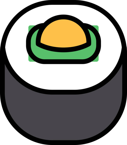 Eine Sushi-Rolle mit schwarzem Hintergrund. Die Sushi-Rolle steht im Mittelpunkt des Bildes im Konzept der asiatischen Küche - Vektor, Bild