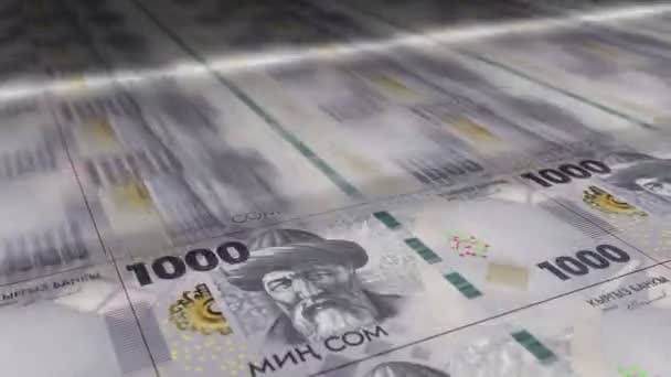 Kırgızistan 'da para tutuluyor. Eldeki banknotların hayranıyım. Kırgız KGS kağıt para. Gelir, başarı, iş, vergi, ekonomi ve finans kavramı. - Video, Çekim
